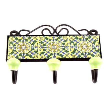  Pea Green Yellow Sunflower Tiles Hooks